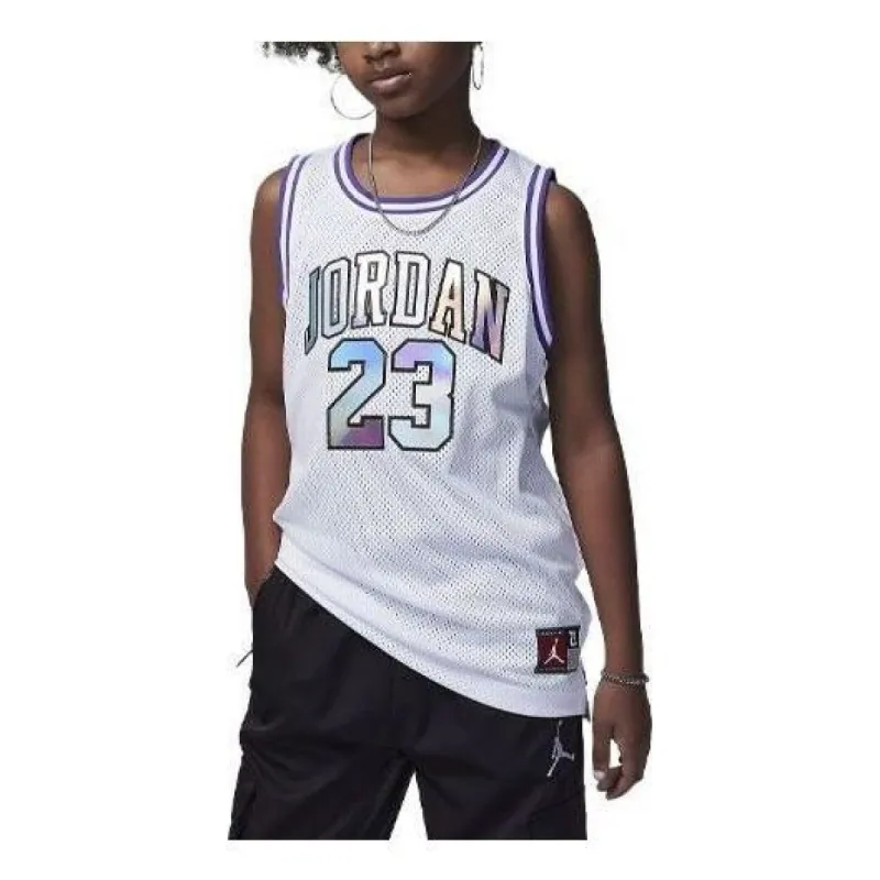 (GS) Air Jordan 23 Jersey Top 'White Purple' 45A773-I1E sold by KicksCrew