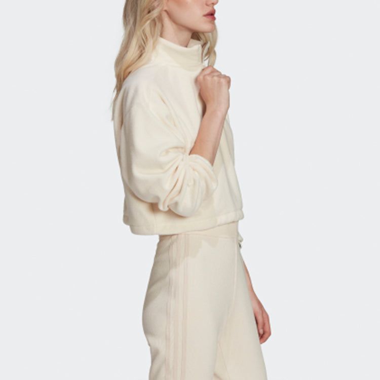 (WMNS) adidas Retro Luxury 1/4 Zip Cropped Sweater 'Beige' HL0047 sold by KicksCrew product image thumbnail 4