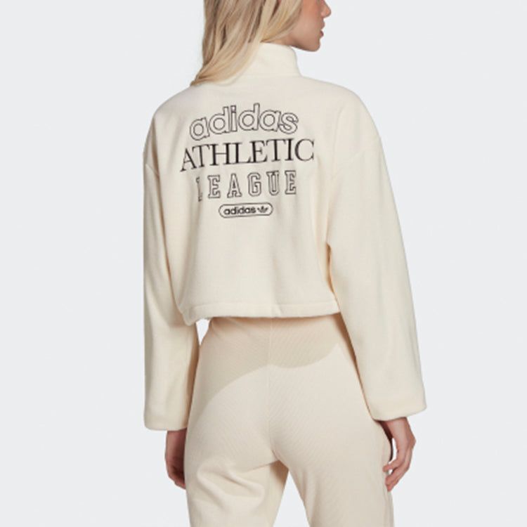 (WMNS) adidas Retro Luxury 1/4 Zip Cropped Sweater 'Beige' HL0047 sold by KicksCrew product image thumbnail 3