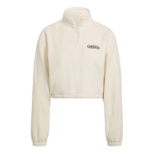 (WMNS) adidas Retro Luxury 1/4 Zip Cropped Sweater 'Beige' HL0047 sold by KicksCrew