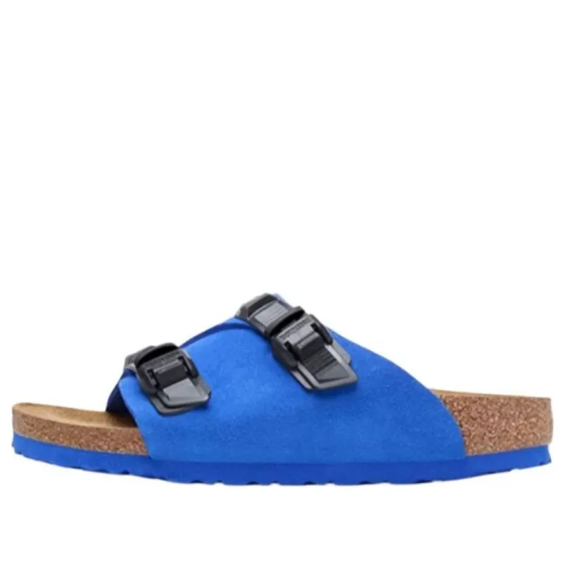 (WMNS) Birkenstock Zrich Tech Suede Leather Narrow Fit Sandals 'Blue' 1026816 sold by KicksCrew