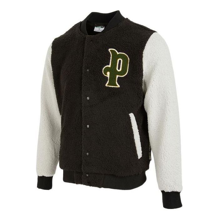 Puma Logo Sherpa Baseball Jacket 'Black' 536182-05 sold by KicksCrew