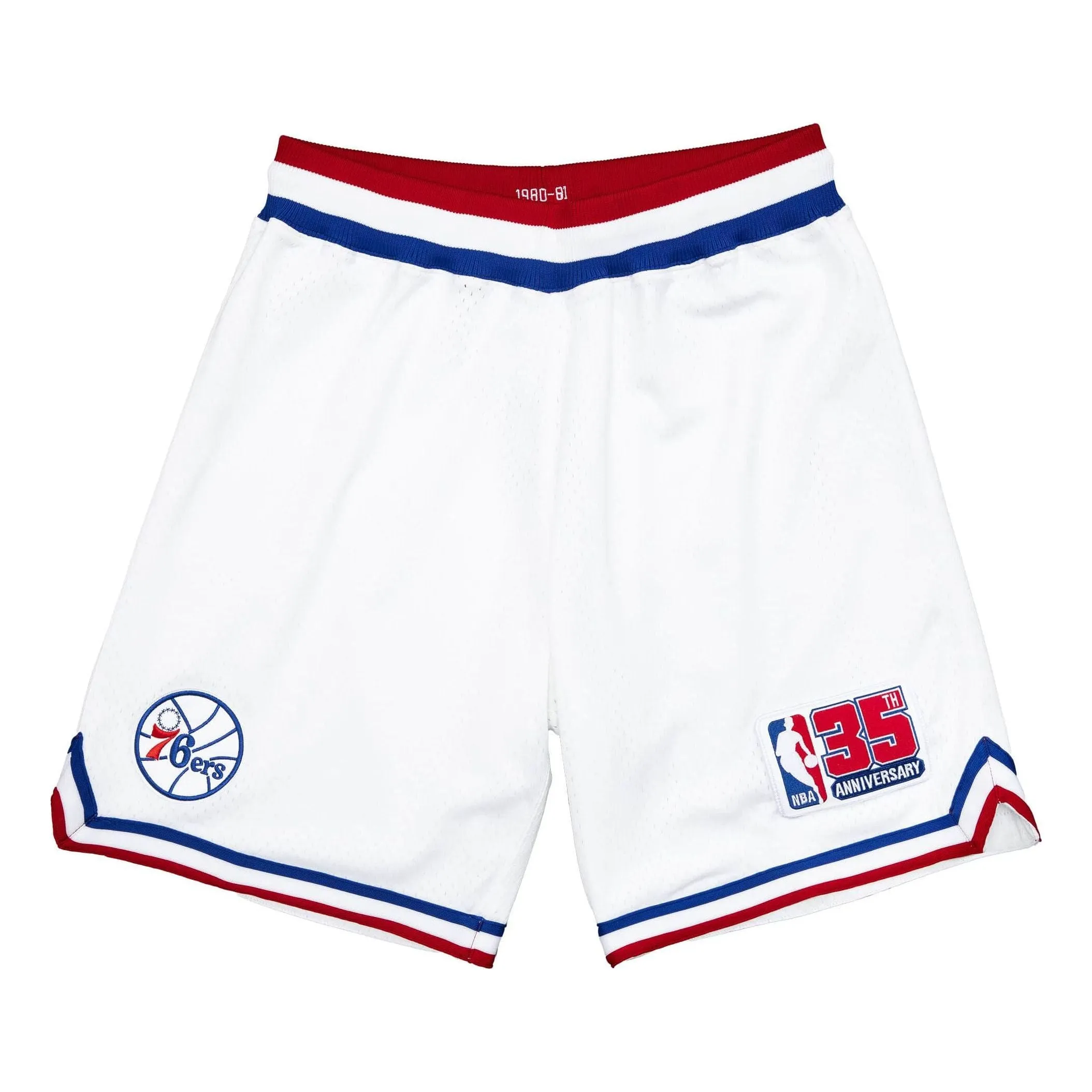 Mitchell & Ness NBA Authentic Shorts Philadelphia 76ers 1980-81 'White' ASHRSB19007-P76WHIT80 sold by KicksCrew