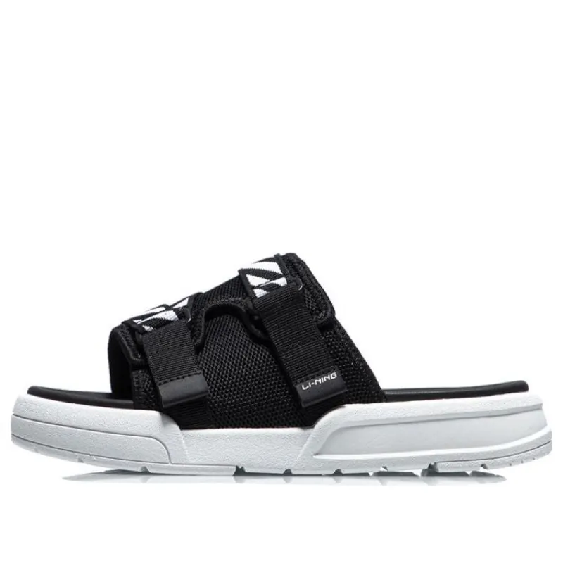 (WMNS) Li-Ning Fashion Slides 'Black White' AGAR014-1 sold by KicksCrew