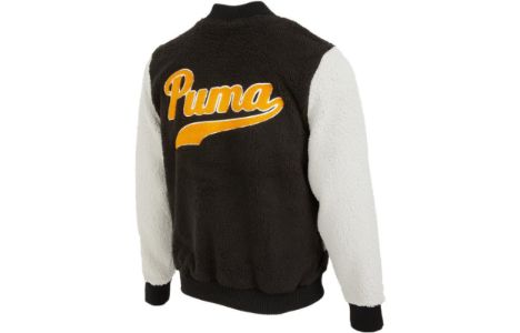 Puma Logo Sherpa Baseball Jacket 'Black' 536182-05 sold by KicksCrew