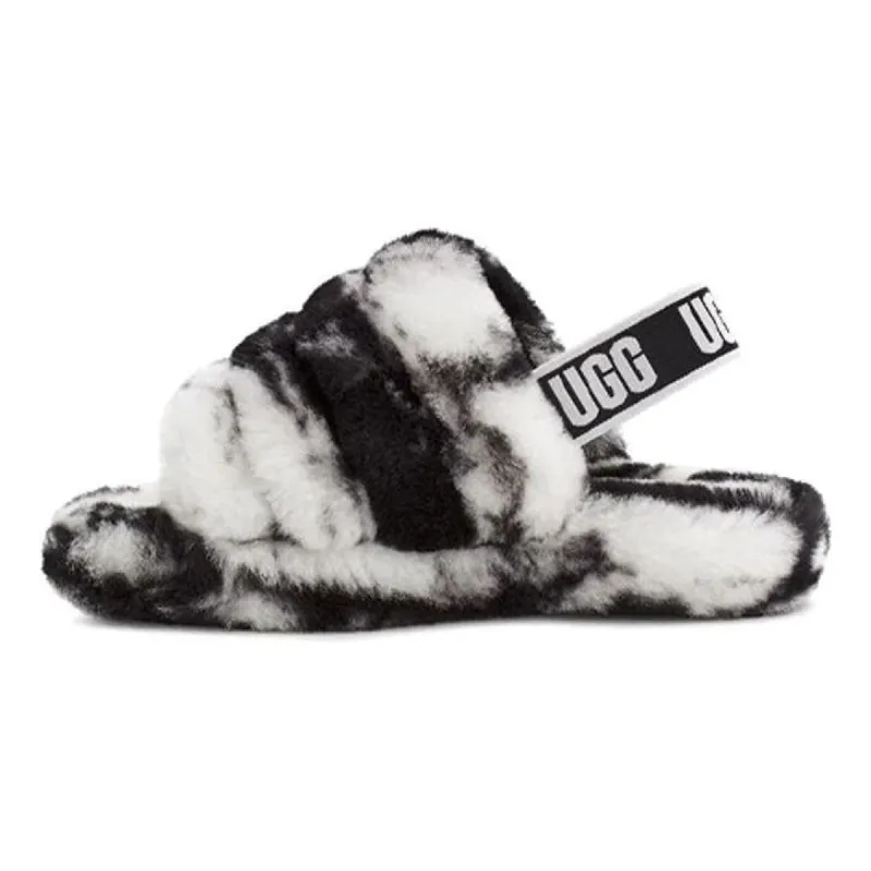 (PS) UGG Fluff Yeah Slide 'Black White Marble' 1123636K-BLK sold by KicksCrew