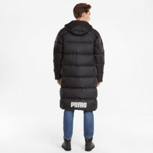 Puma Long Oversized Down Coat 'Black White' 587721-01 sold by KicksCrew