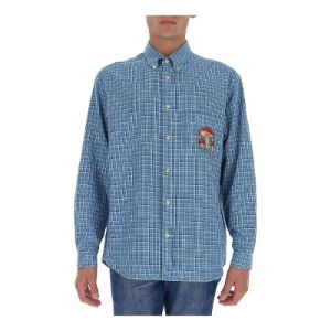 Gucci Mushroom Embroidery Check Shirt 'Blue' 628336-ZAFK2-4531 sold by KicksCrew