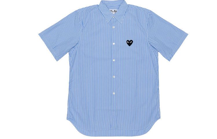 (WMNS) COMME des GARCONS PLAY Striped Short Sleeve Shirt Black Emblem 'Blue' AZ-B021-051-1 sold by KicksCrew product image thumbnail 2