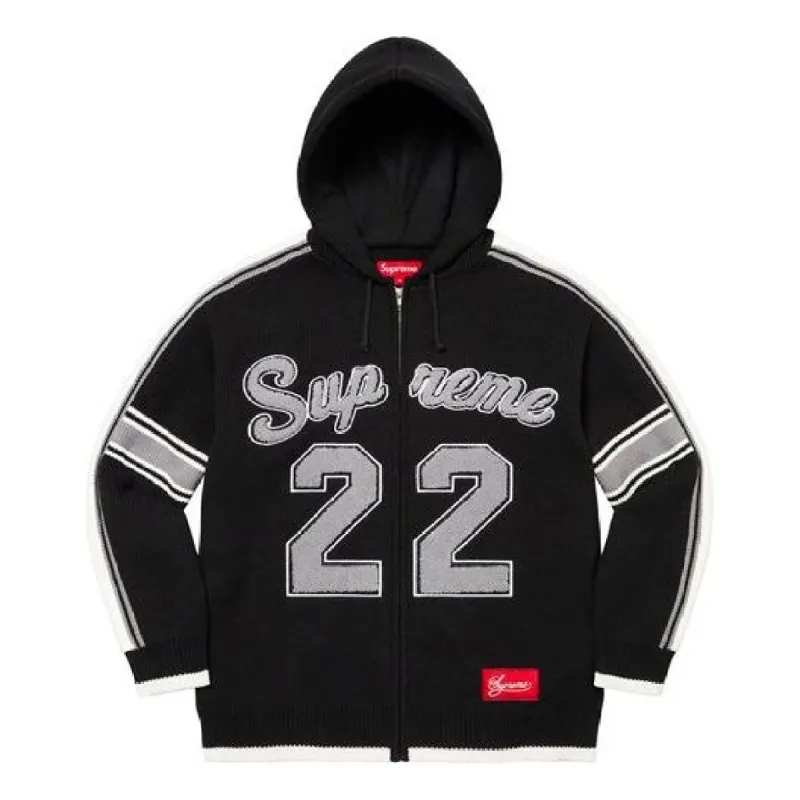 Supreme Sport Zip Up Hooded Sweater 'Black White' SUP-SS22-164 sold by KicksCrew