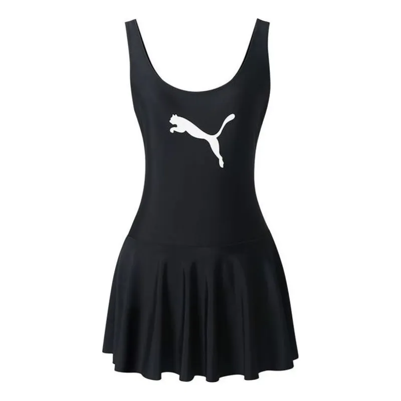 (WMNS) PUMA Logo One-Piece Swimsuit 'Black' 701221711-1A sold by KicksCrew