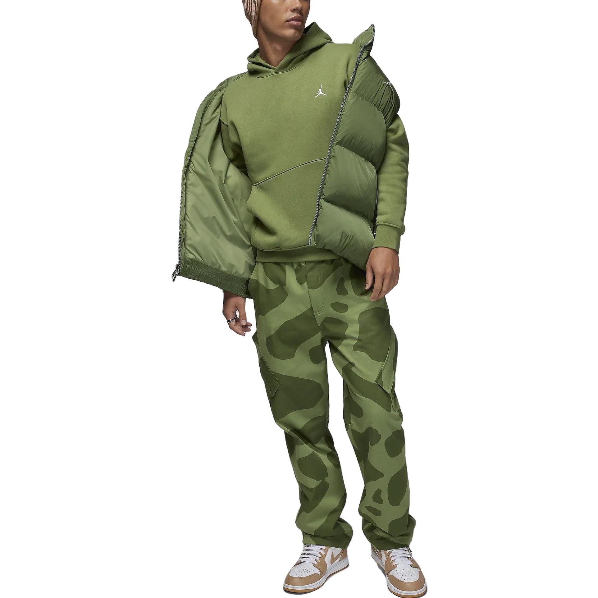 Air Jordan Brooklyn Fleece Printed Pullover Hoodie Asia Sizing 'Light Olive Green' FJ7775-340 sold by KicksCrew product image thumbnail 3