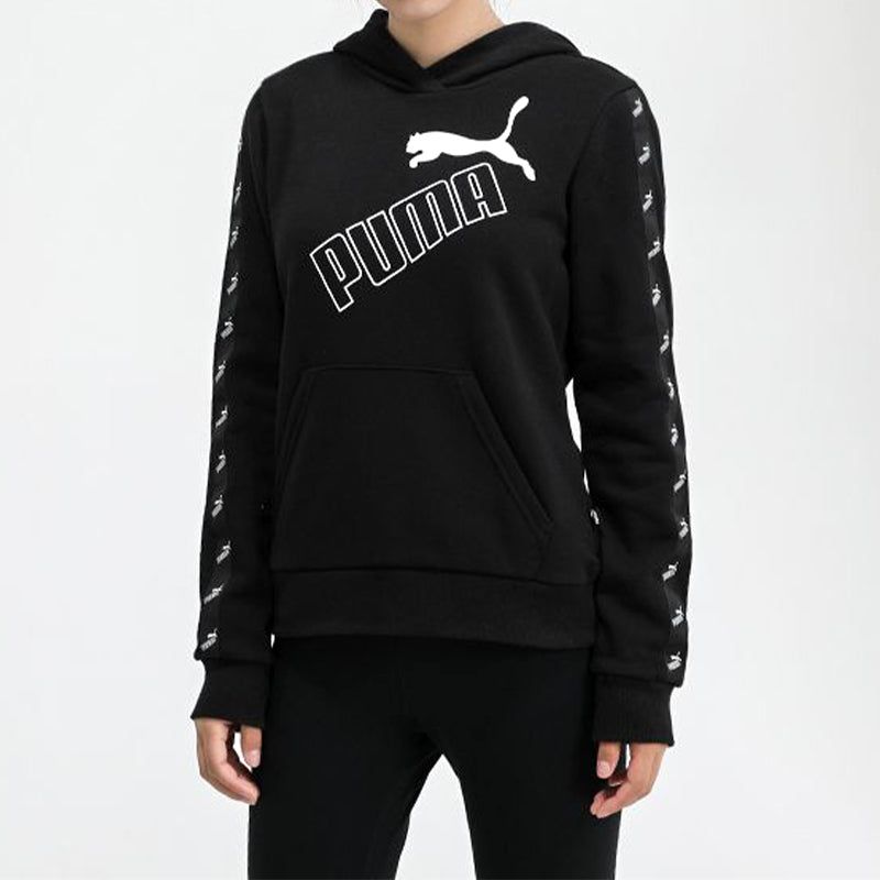 (WMNS) Puma Amplified Fleece Hoodie 'Black White' 586595-01 sold by KicksCrew product image thumbnail 3