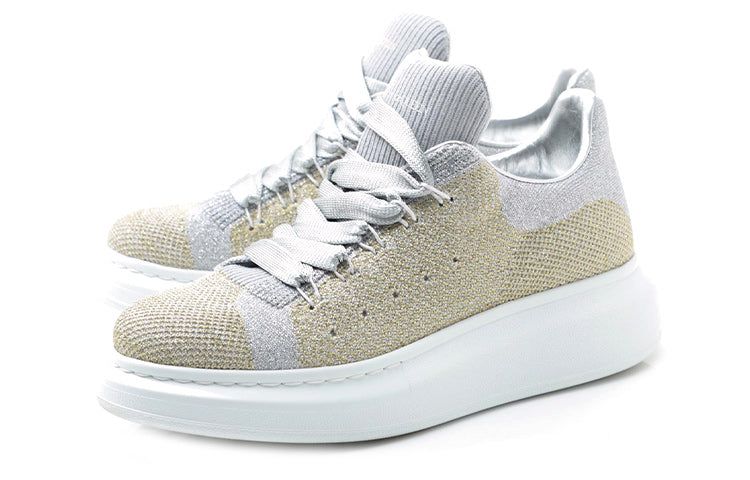 (WMNS) Alexander McQueen Shiny Fabric Sneakers 'Gold Silver' 559697W4JR08074 sold by KicksCrew product image thumbnail 2