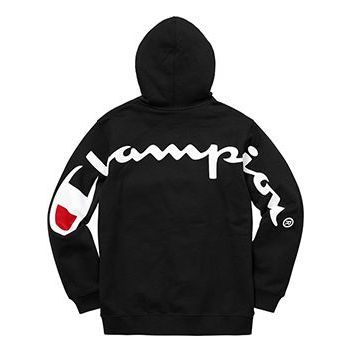 Supreme x Champion Hooded Sweatshirt 'Black White' SUP-SS18-526 sold by KicksCrew