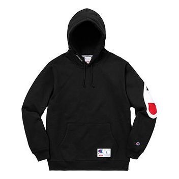 Supreme x Champion Hooded Sweatshirt 'Black White' SUP-SS18-526 sold by KicksCrew product image thumbnail 2