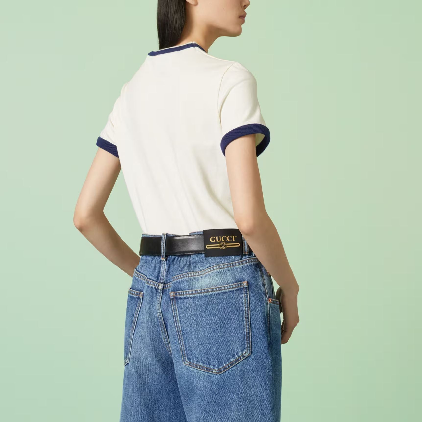 (WMNS) Gucci Cotton jersey T-shirt with Gucci embroidery 'Off White' 756596-XJFV8-9088 sold by KicksCrew product image thumbnail 4