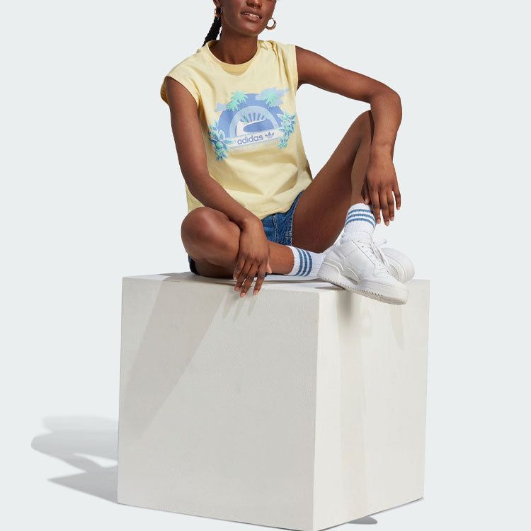 (WMNS) adidas Island Club Sleeveless Graphic Tee 'Yellow' IT8150 sold by KicksCrew product image thumbnail 4