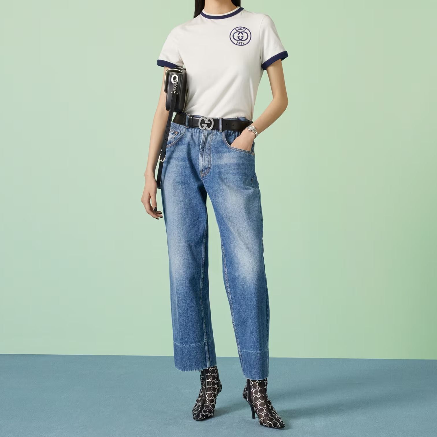 (WMNS) Gucci Cotton jersey T-shirt with Gucci embroidery 'Off White' 756596-XJFV8-9088 sold by KicksCrew product image thumbnail 2