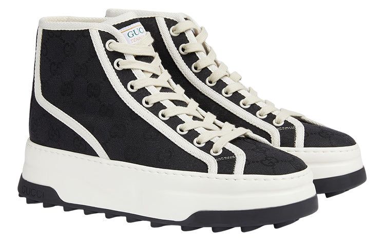(WMNS) GUCCI GG Blooms High-Top Sneakers 'Black White' 746768-20Q20-1043 sold by KicksCrew product image thumbnail 2