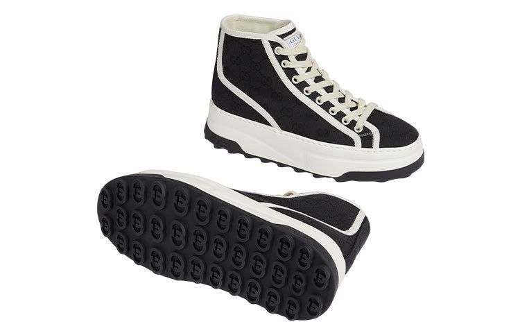 (WMNS) GUCCI GG Blooms High-Top Sneakers 'Black White' 746768-20Q20-1043 sold by KicksCrew product image thumbnail 5
