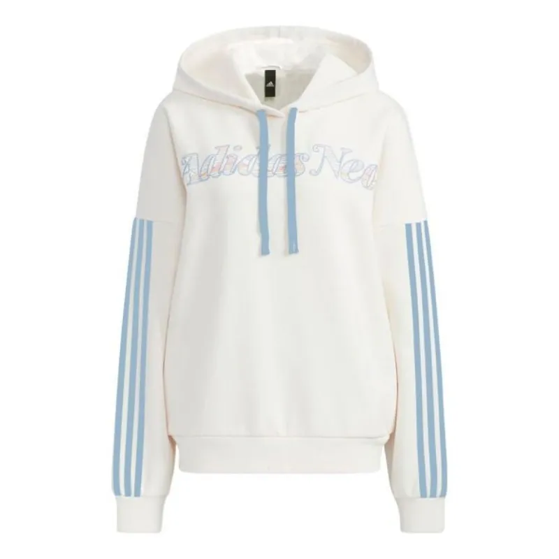 (WMNS) adidas neo W Ard Hdy Logo Hoodie 'White Blue' HG1614 sold by KicksCrew