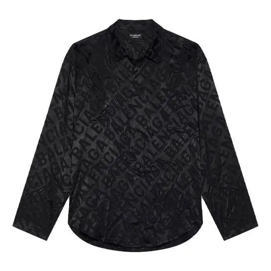 Balenciaga All Over Logo Minimal Shirt 'Black' 681812TLO581000 sold by KicksCrew
