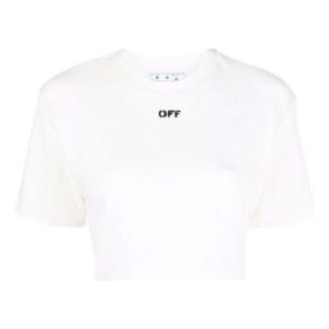 (WMNS) Off-White Off-stamp Cropped T-shirt 'White' OWAA081C99JER0010110 sold by KicksCrew