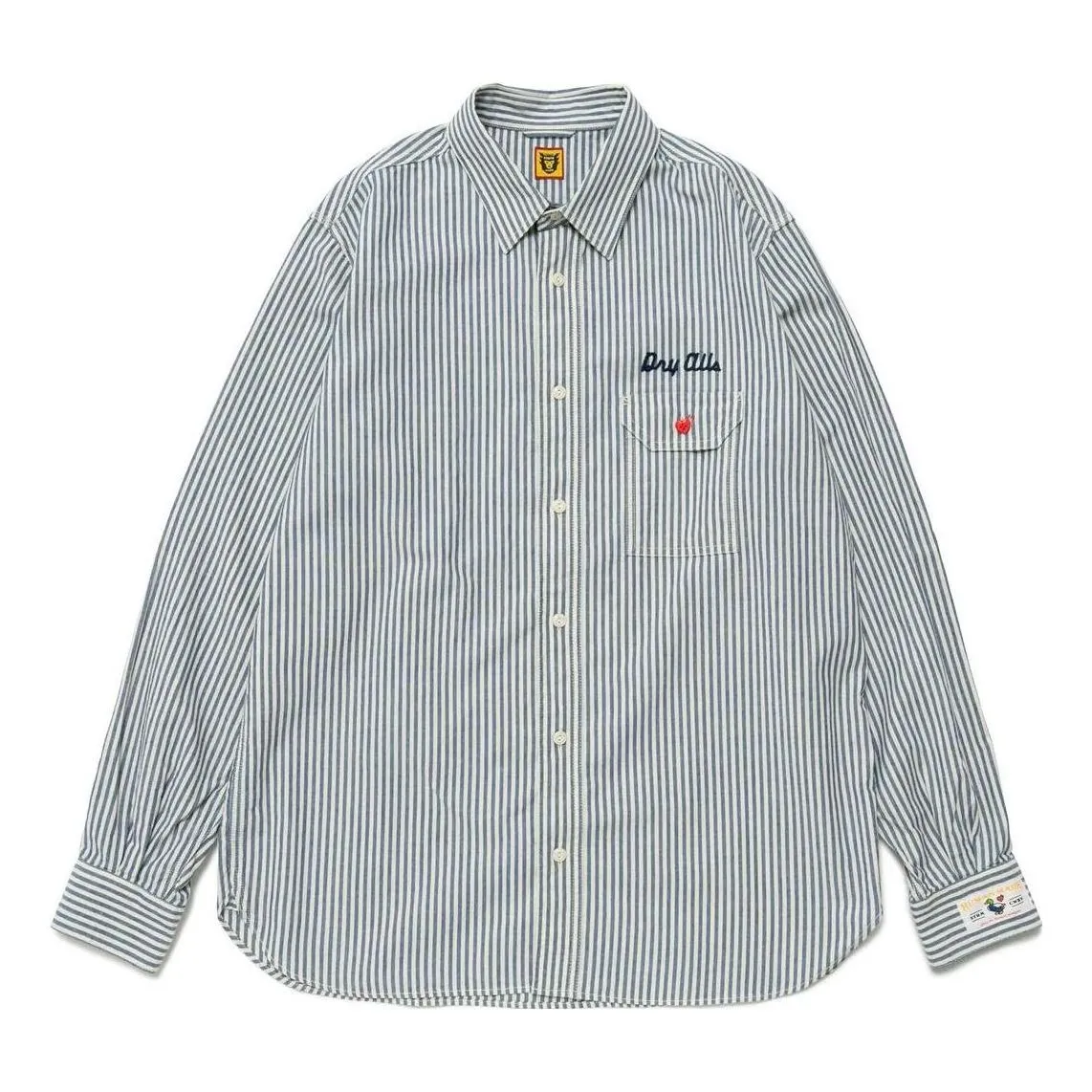 HUMAN MADE Striped Work Longsleeve Shirt 'Blue Stripe' HM25SH001 sold by KicksCrew