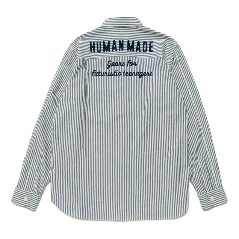 HUMAN MADE Striped Work Longsleeve Shirt 'Blue Stripe' HM25SH001 sold by KicksCrew product image thumbnail 2
