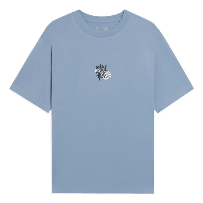 Li-Ning Floral Logo T-shirt 'Blue' AHSS757-3 sold by KicksCrew