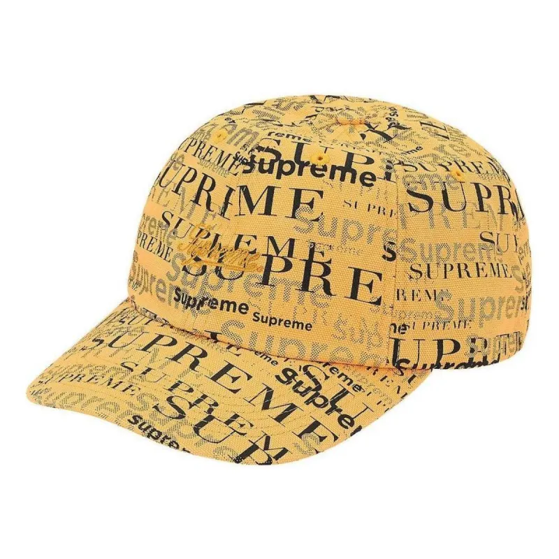 Supreme Logo Pattern 6-Panel Cap 'Yellow Black' SUP-FW20-120 sold by KicksCrew