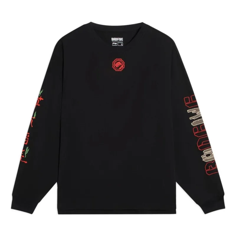 Li-Ning BadFive Graphic Long Sleeve T-shirt 'Black' AHSS727-3 sold by KicksCrew