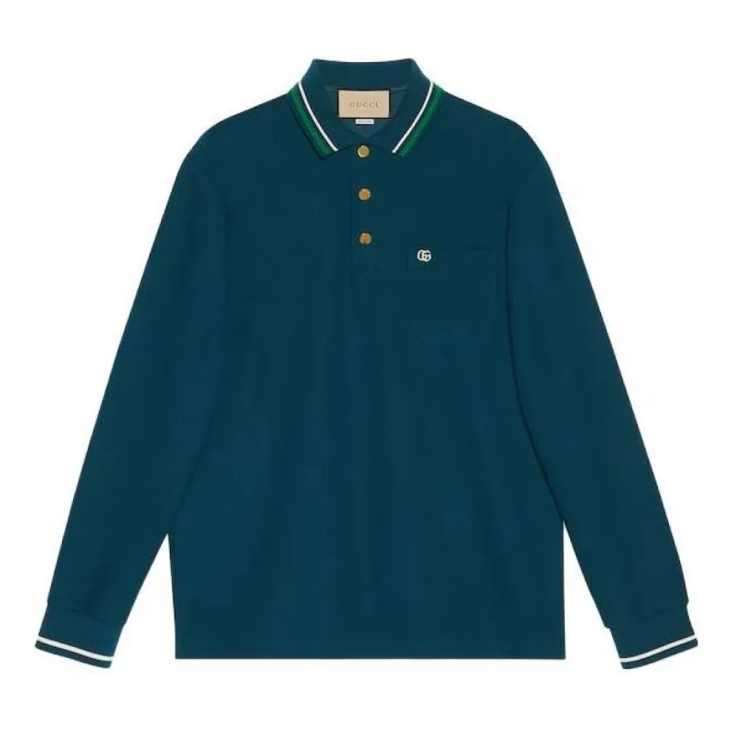 Gucci Wool Cotton Jersey Long Sleeve Polo Shirt 'Dark Blue' 752608-XJFTM-4330 sold by KicksCrew