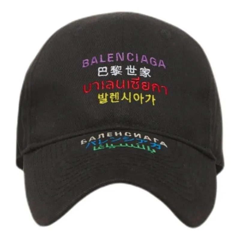 Balenciaga Languages Logo Cap 'Black Multicolor' 641238410B21098 sold by KicksCrew