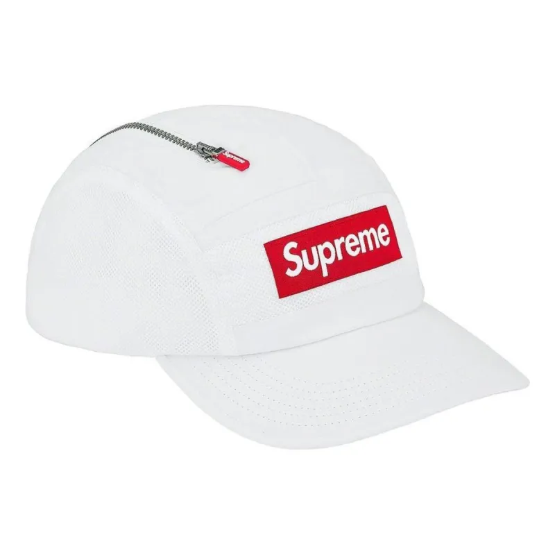 Supreme Zip Mesh Camp Cap 'White Red' SUP-FW20-055 sold by KicksCrew