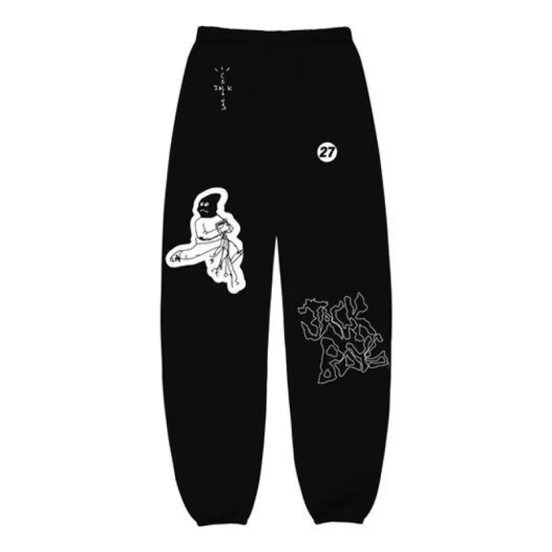 Travis Scott Cactus Jack x JACKBOYS Mask On Sweatpants 'Black' TC-300 sold by KicksCrew