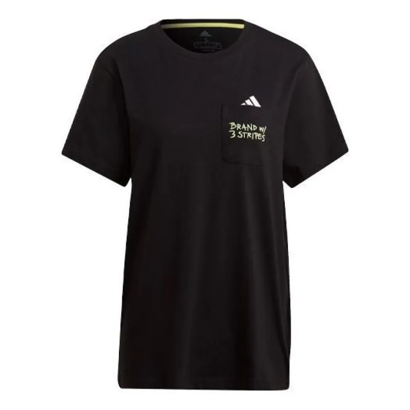 (WMNS) adidas Logo Pocket T-Shirts 'Black' GJ6533 sold by KicksCrew