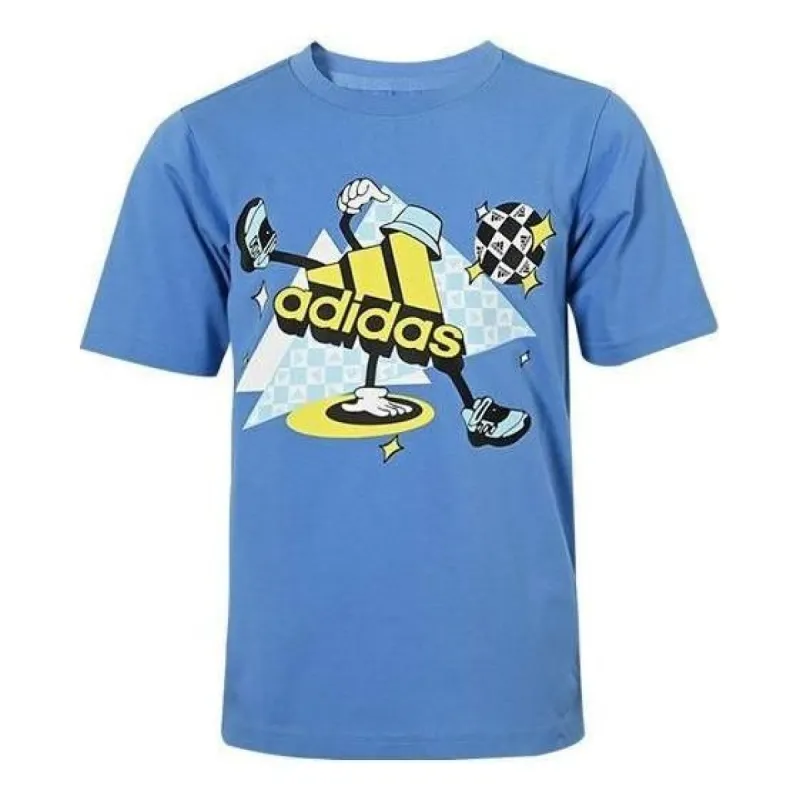 (GS)Adidas Cotton T-Shirt 'Blue' HM5196 sold by KicksCrew