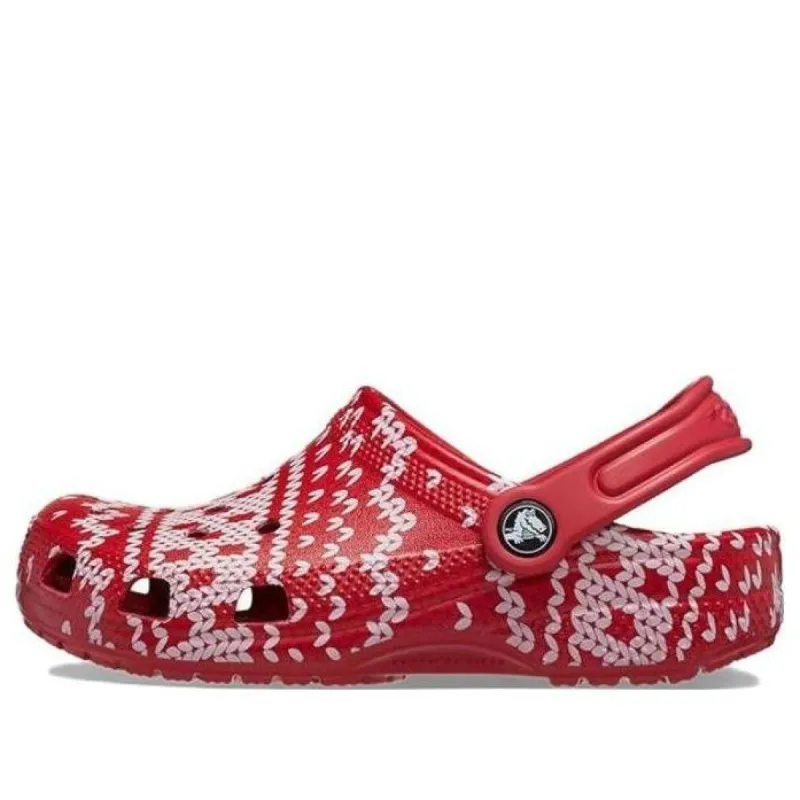 (GS) Crocs Classic Holiday Sweater Clogs 'Red White' 209221-90H sold by KicksCrew