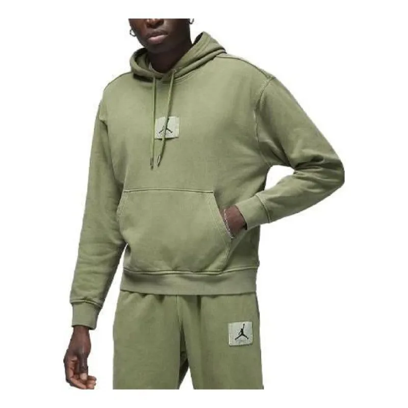 Air Jordan Essentials Statement Fleece Washed Pullover Hoodie 'Light Olive' FB7290-340 sold by KicksCrew