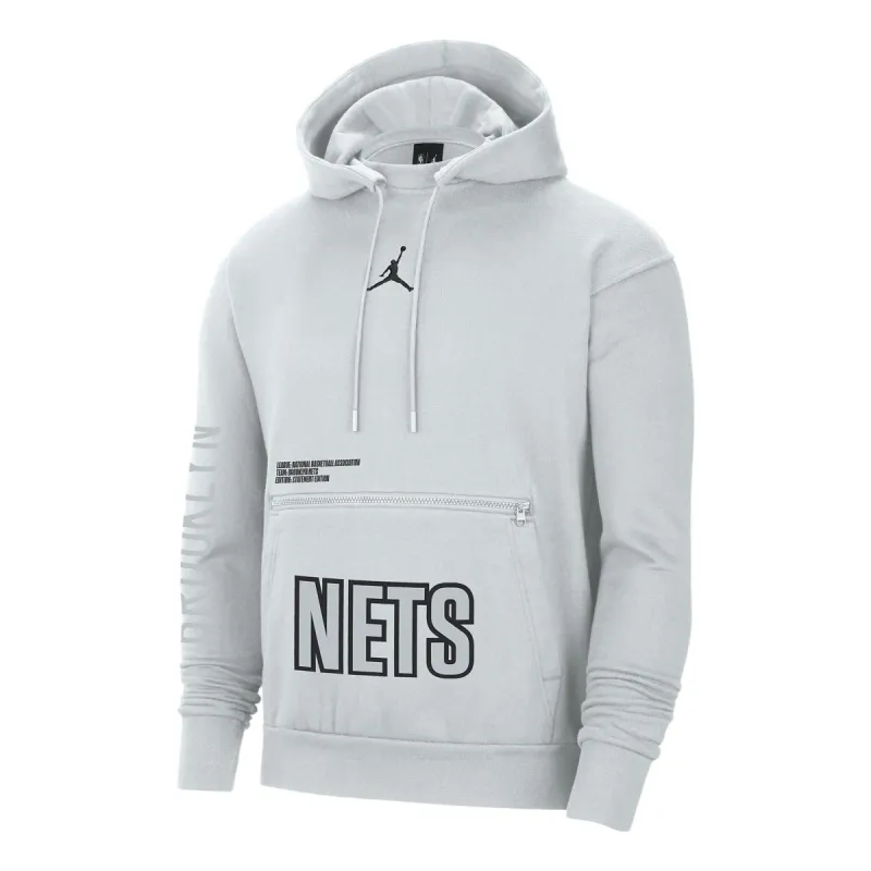 Air Jordan NBA Fleece Pullover Hoodie Brooklyn Nets Courtside Statement Edition 'Pure Platinum' DR6997-043 sold by KicksCrew
