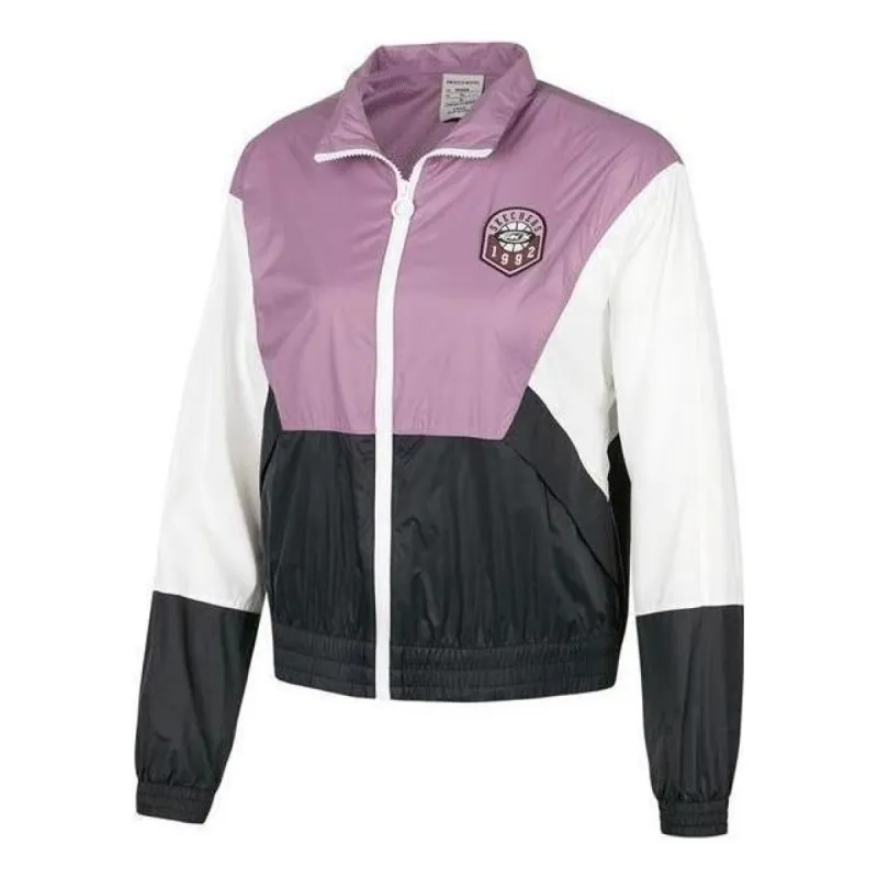 (WMNS) Skechers Zipper Jacket 'Purple Black White' P322W001 sold by KicksCrew