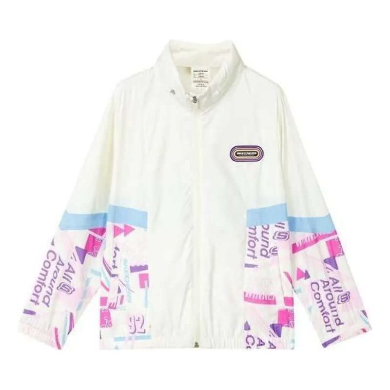 (GS) Skechers Letter Print Zip Jacket 'Pruple White' P322G001 sold by KicksCrew