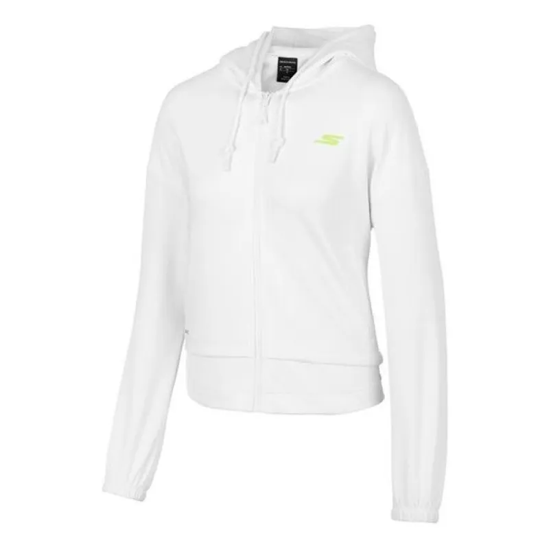 (WMNS) Skechers Sports Series Logo Print Knit Hooded Zip-Up Sports Jacket 'White' P121W003 sold by KicksCrew