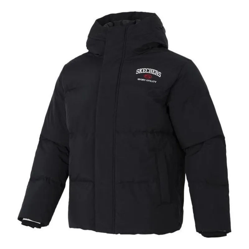 Skechers Hooded Down Jacket 'Black White Red' L423M033-0018 sold by KicksCrew