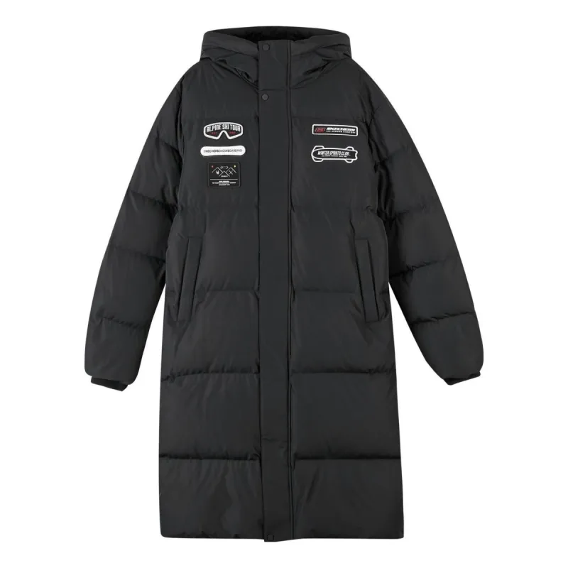 Skechers Letter Graphic Long Down Jacket 'Black' L422U075-0018 sold by KicksCrew