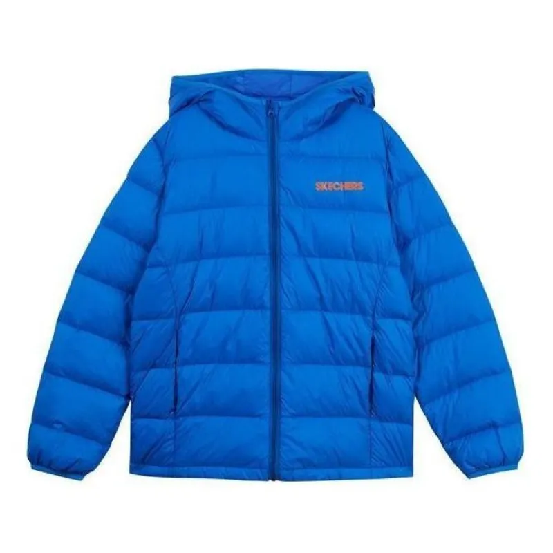 (GS) Skechers Solid Color Hooded Down Jacket 'Blue Red Pink Black' L422K127 sold by KicksCrew