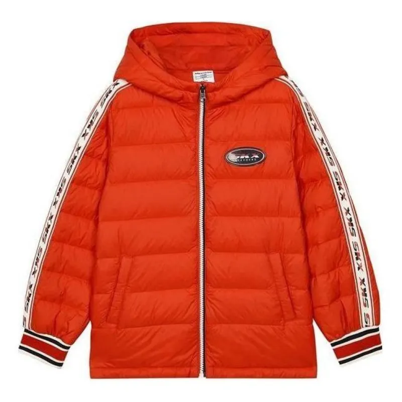 (GS) Skechers SKX Short Down Jacket 'Orange Black Green' L321B021 sold by KicksCrew