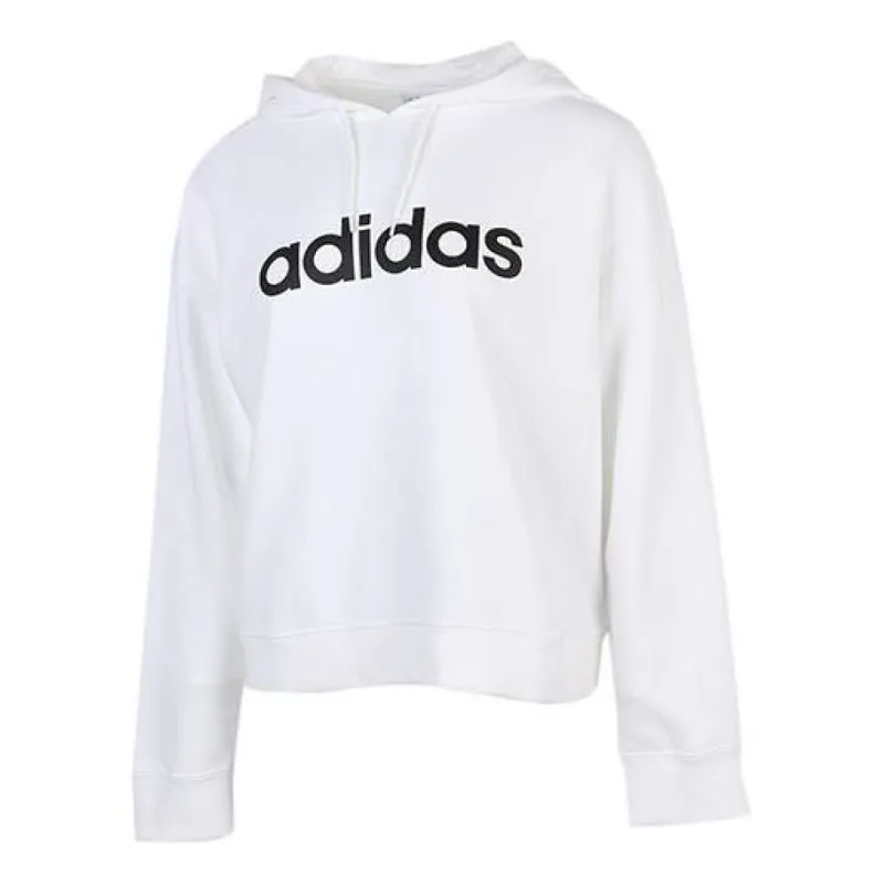 (WMNS) adidas NEO Logo Hoodie 'White Black' GU6130 sold by KicksCrew